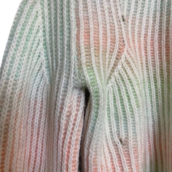 La Ligne Ribbed Space Dye Crew Pullover Sweater Cream Peach Seafoam Size Large - Picture 11 of 16